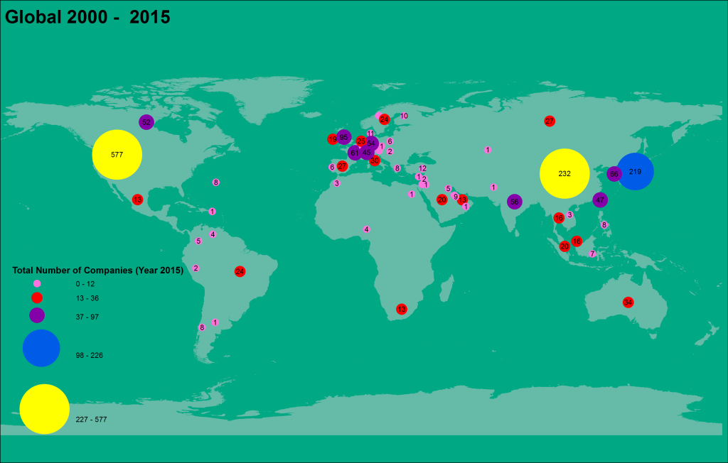 Point and Chart Map of the Forbes Global 2000 Companies for the Year 2015