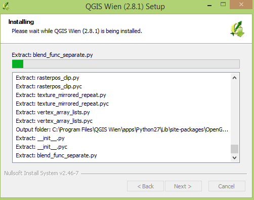 QGIS installation process window