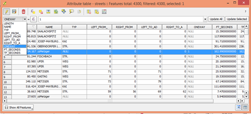 attribute table editing mode