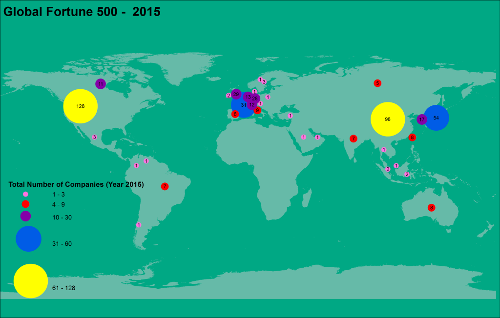 Global Fortune 500 - 2015 Point and density map