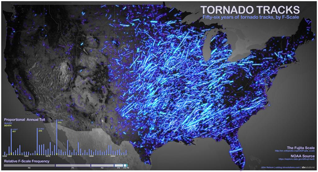  56 years of Tornado Tracks