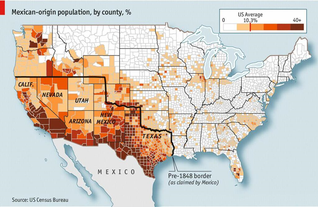 Mexican-Origin Population in the United States by Percentage