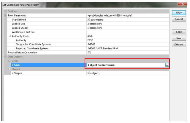 Set Coordinate Reference System option